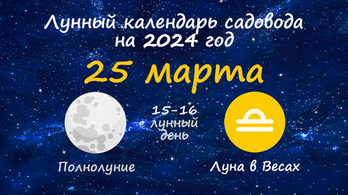 Лунный календарь садовода-огородника на 25 марта 2024 года