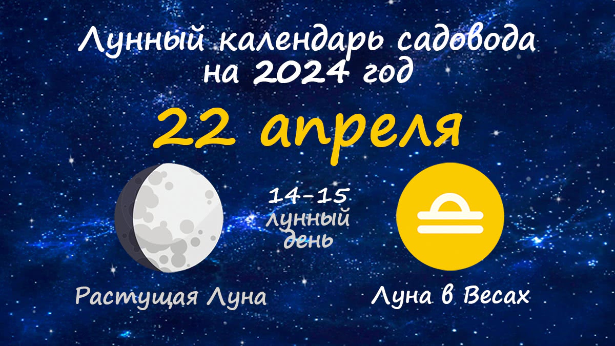 Лунный календарь садовода-огородника на 22 апреля 2024 года