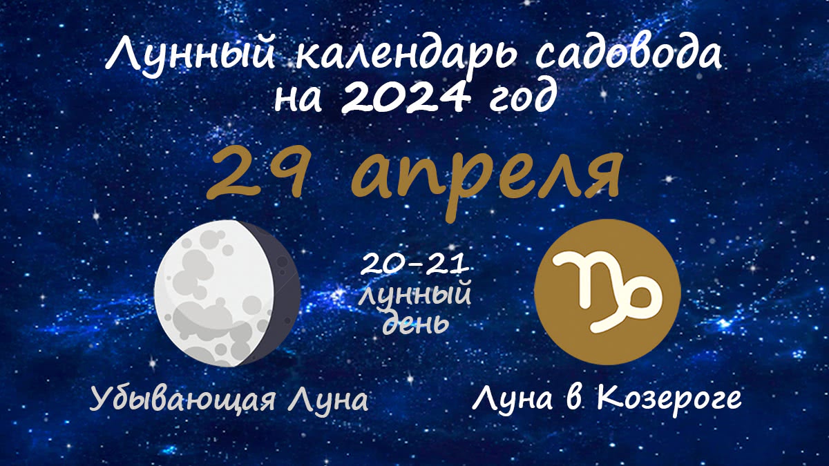 Лунный календарь садовода-огородника на 29 апреля 2024 года