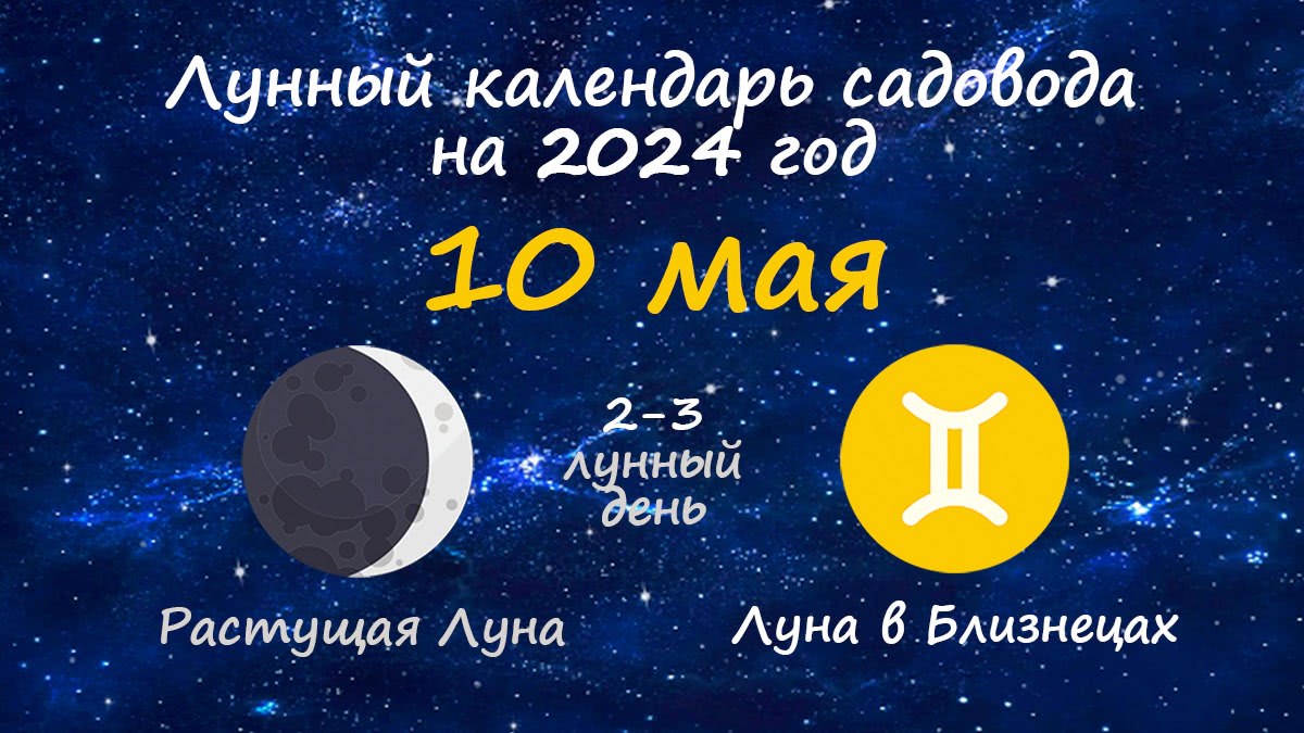 Лунный календарь садовода-огородника на 10 мая 2024 года
