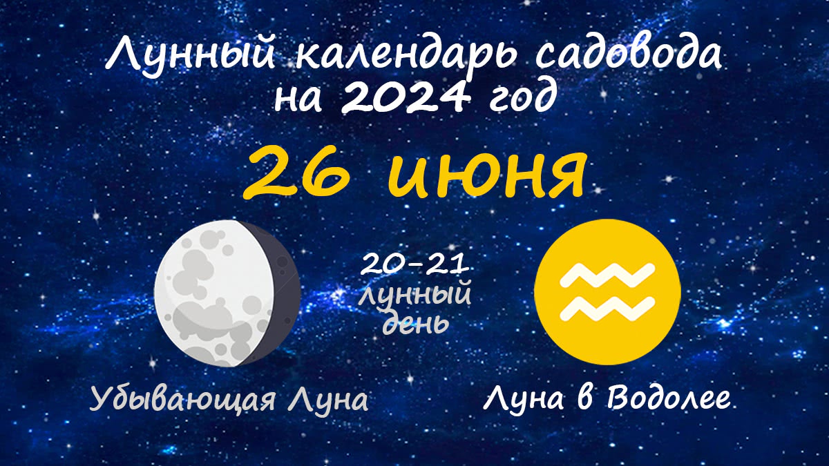 Лунный календарь садовода-огородника на 26 июня 2024 года