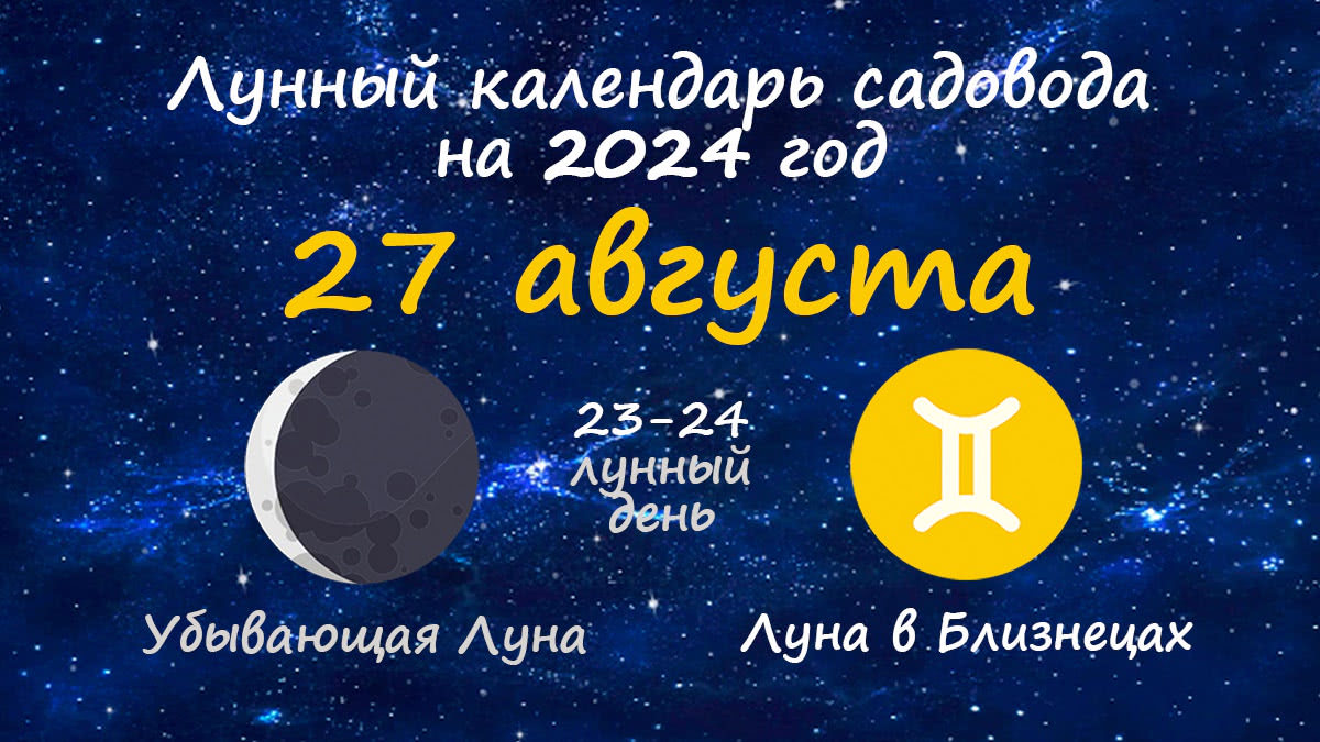 Лунный календарь садовода-огородника на 27 августа 2024 года
