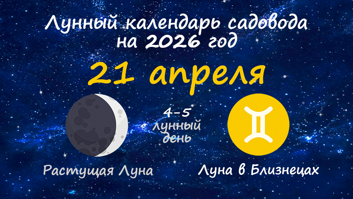 Лунный календарь садовода-огородника на 21 апреля 2026 года
