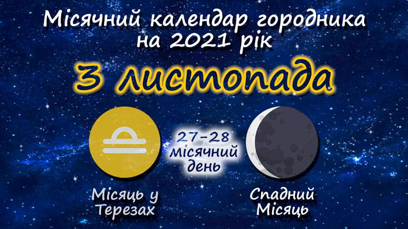 Місячний календар садівника-городника на 3 листопада 2021 року