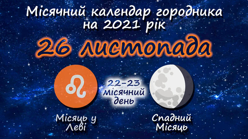 Місячний календар садівника-городника на 26 листопада 2021 року