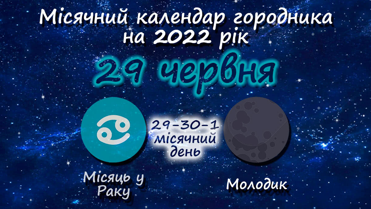 Місячний календар садівника-городника на 29 червня 2022 року