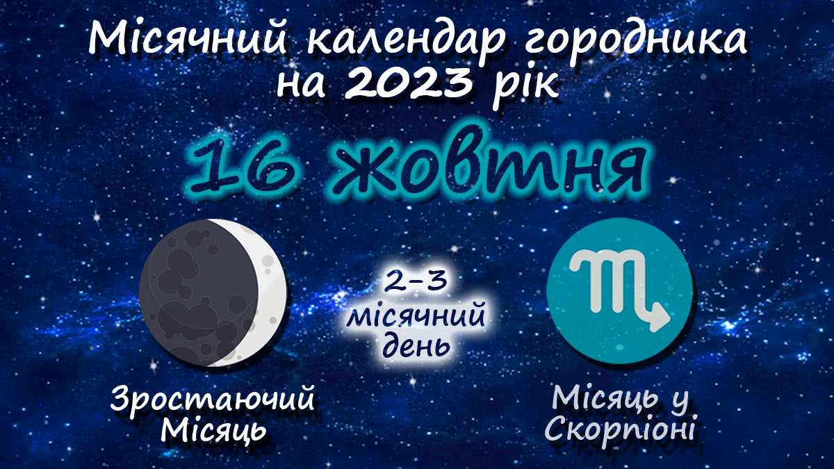 Місячний календар садівника-городника на 16 жовтня 2023 року