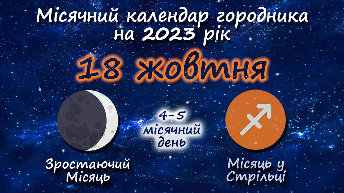 Місячний календар садівника-городника на 18 жовтня 2023 року