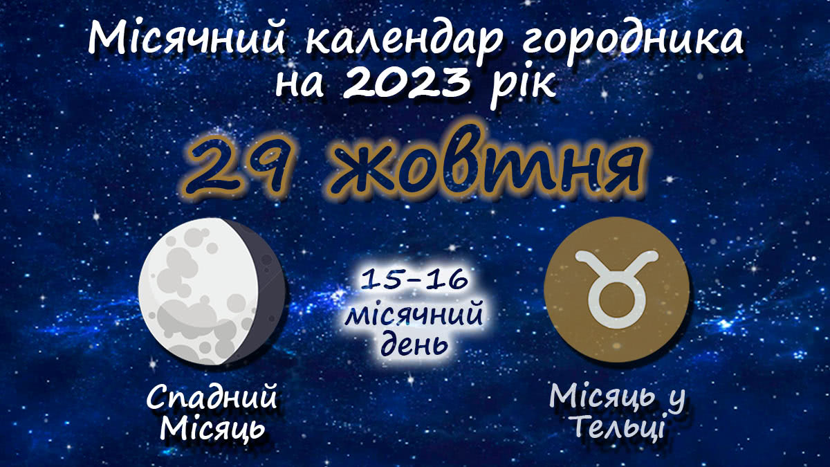 Місячний календар садівника-городника на 29 жовтня 2023 року