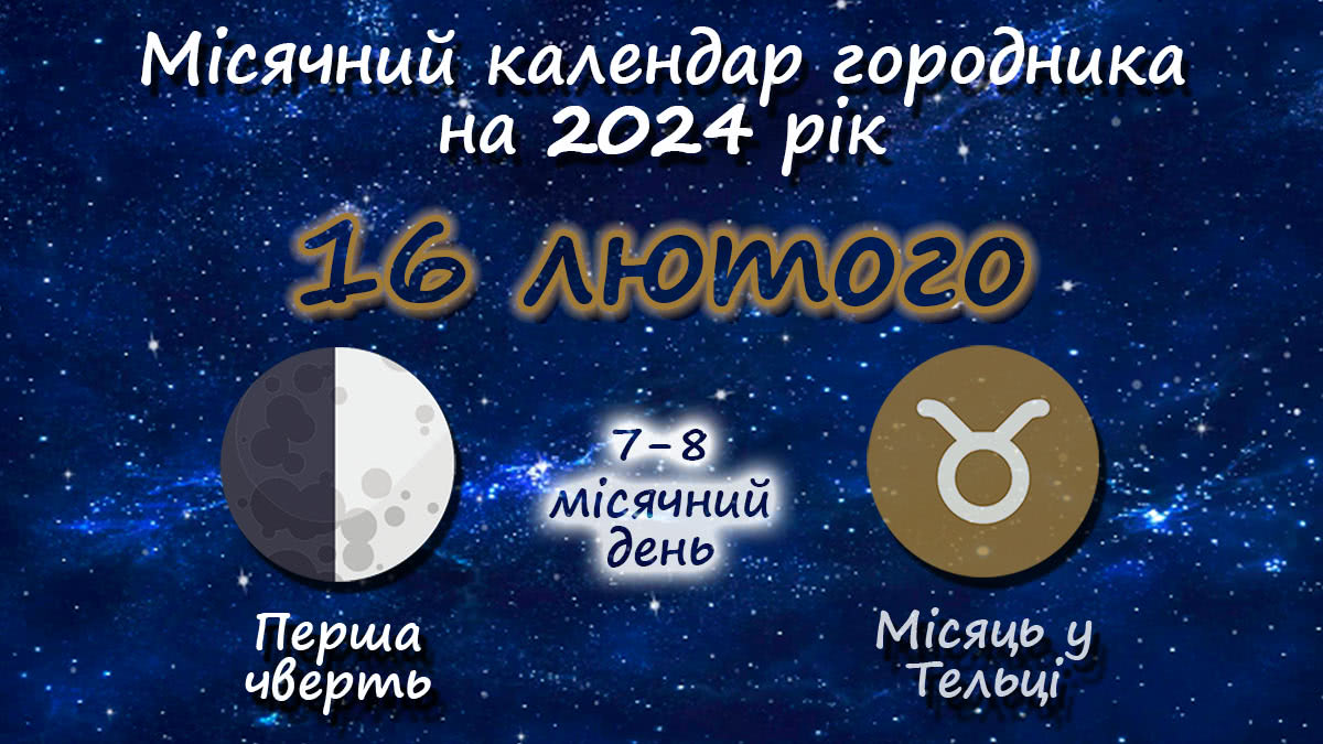 Місячний календар садівника-городника на 16 лютого 2024 року
