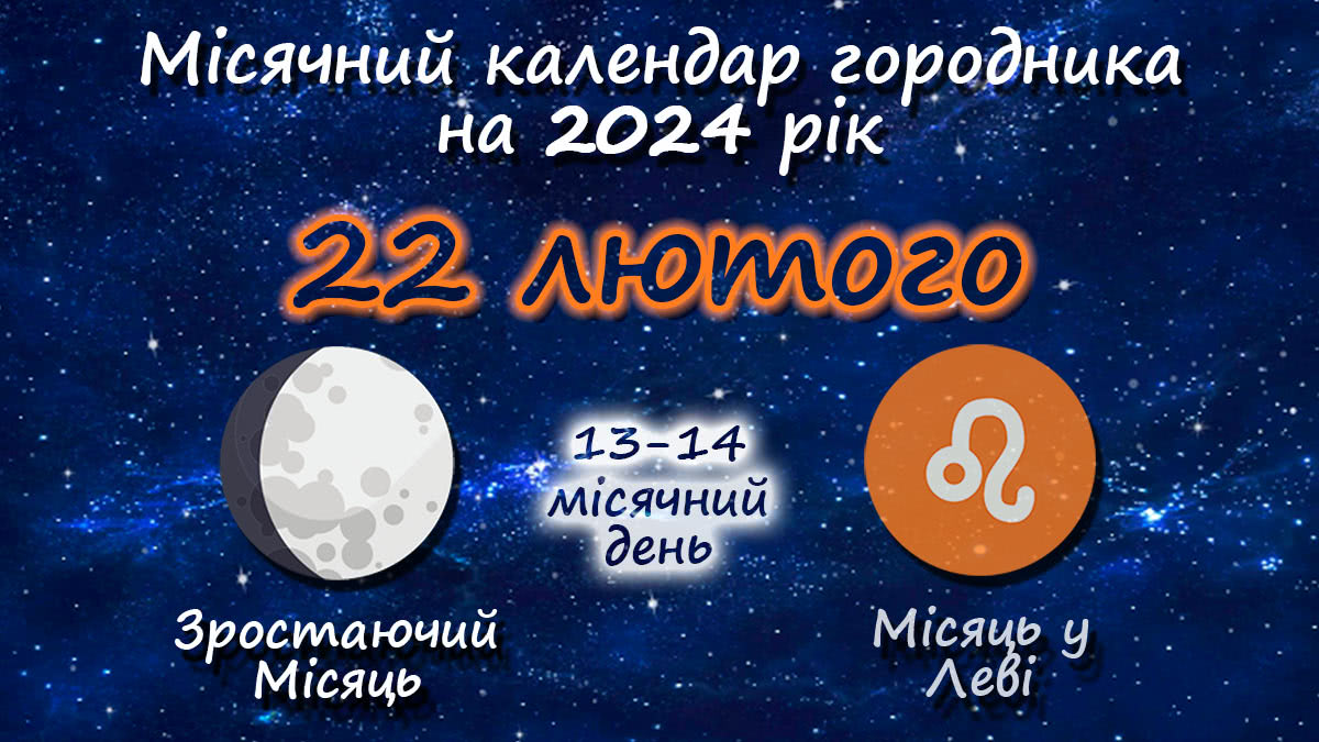 Місячний календар садівника-городника на 22 лютого 2024 року
