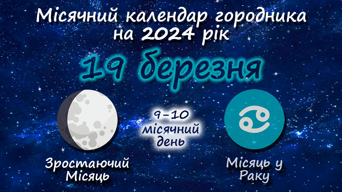 Місячний календар садівника-городника на 19 березня 2024 року