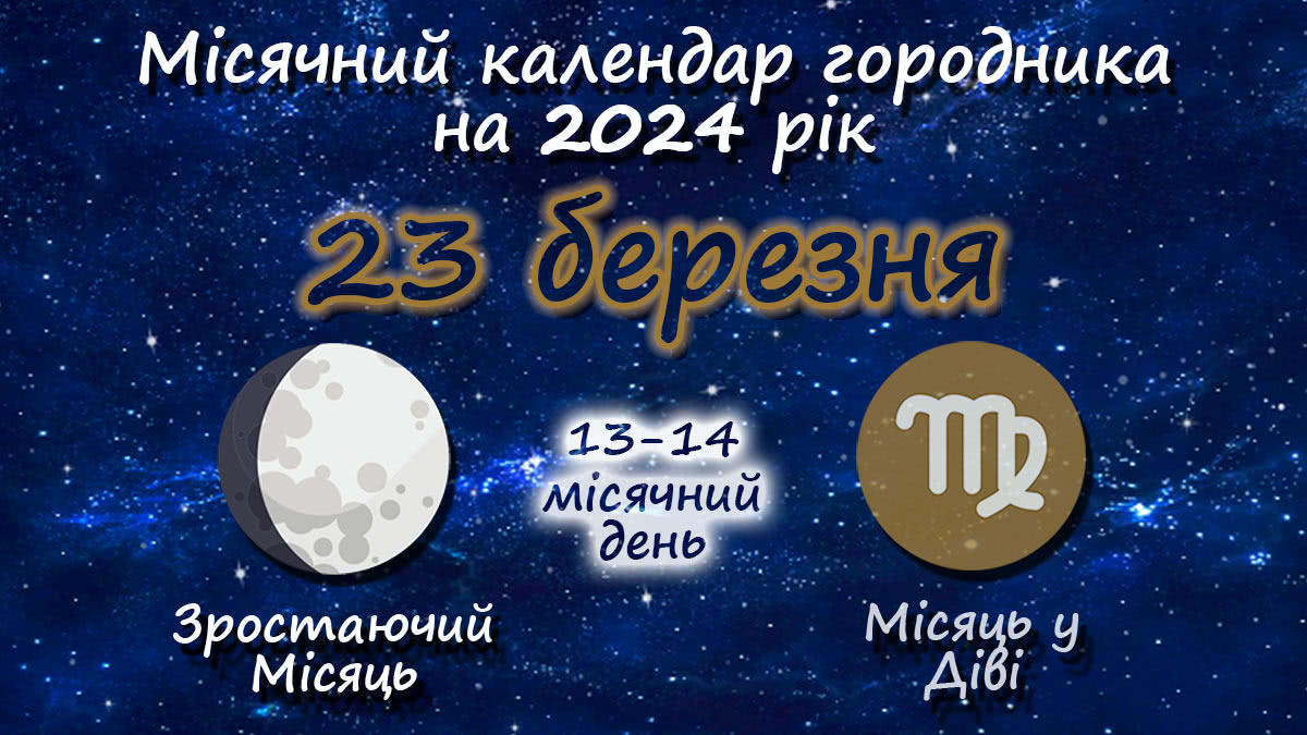 Місячний календар садівника-городника на 23 березня 2024 року