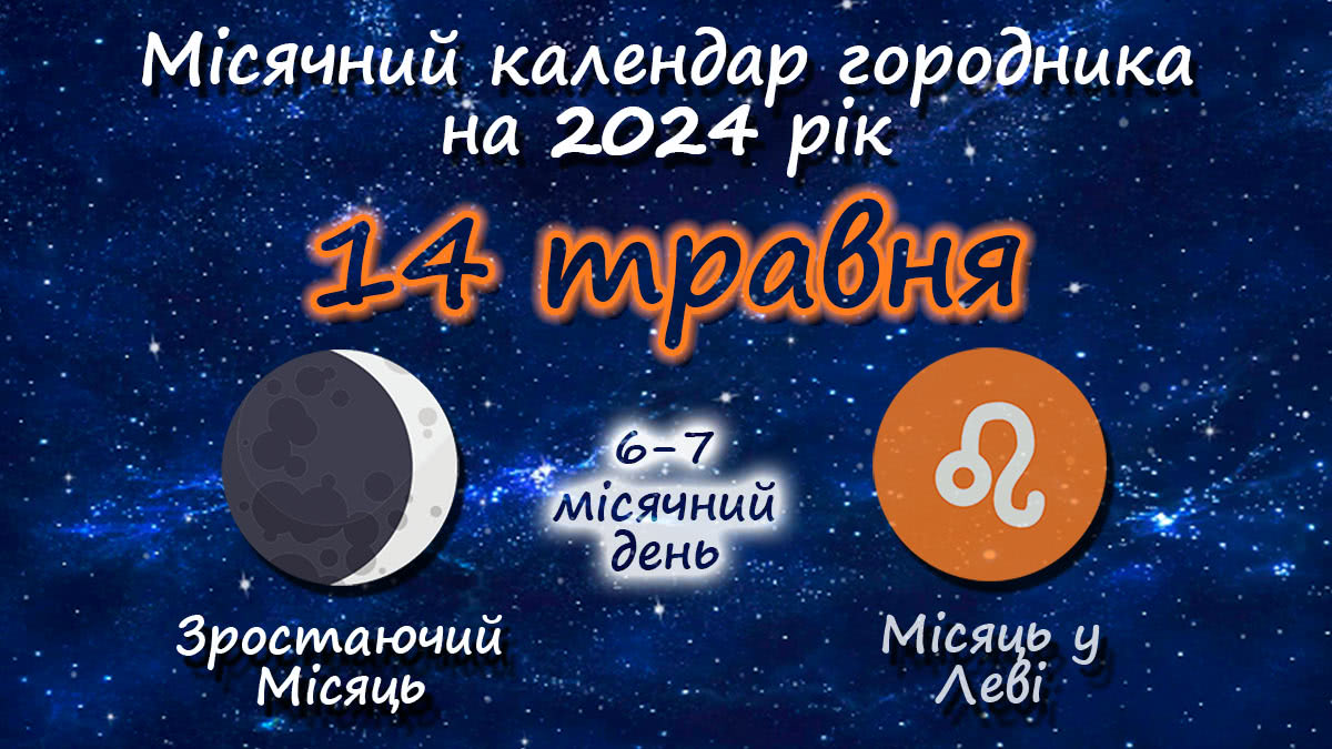 Місячний календар садівника-городника на 14 травня 2024 року