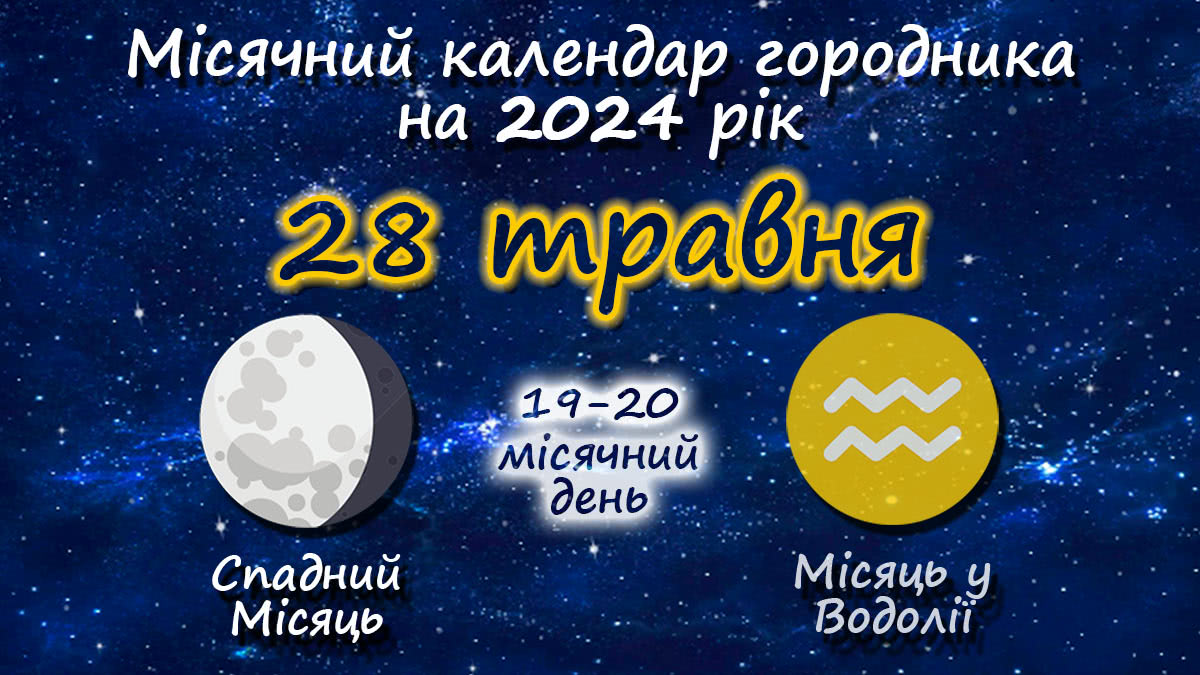 Місячний календар садівника-городника на 28 травня 2024 року