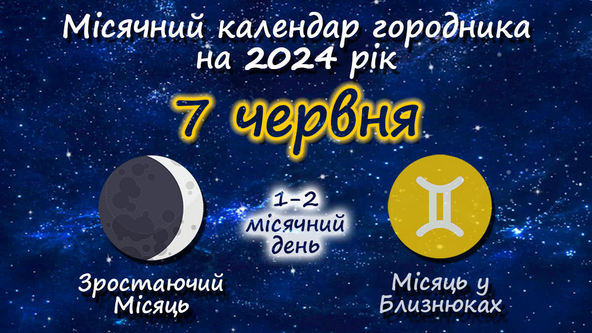 Місячний календар садівника-городника на 7 червня 2024 року