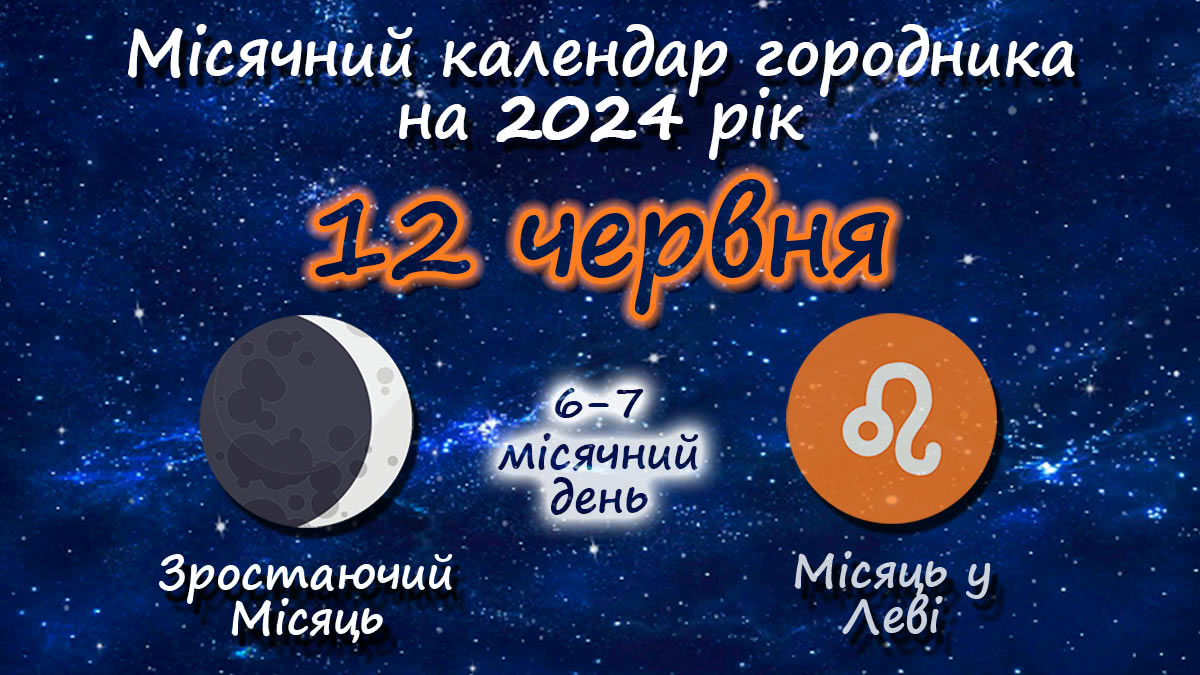 Місячний календар садівника-городника на 12 червня 2024 року