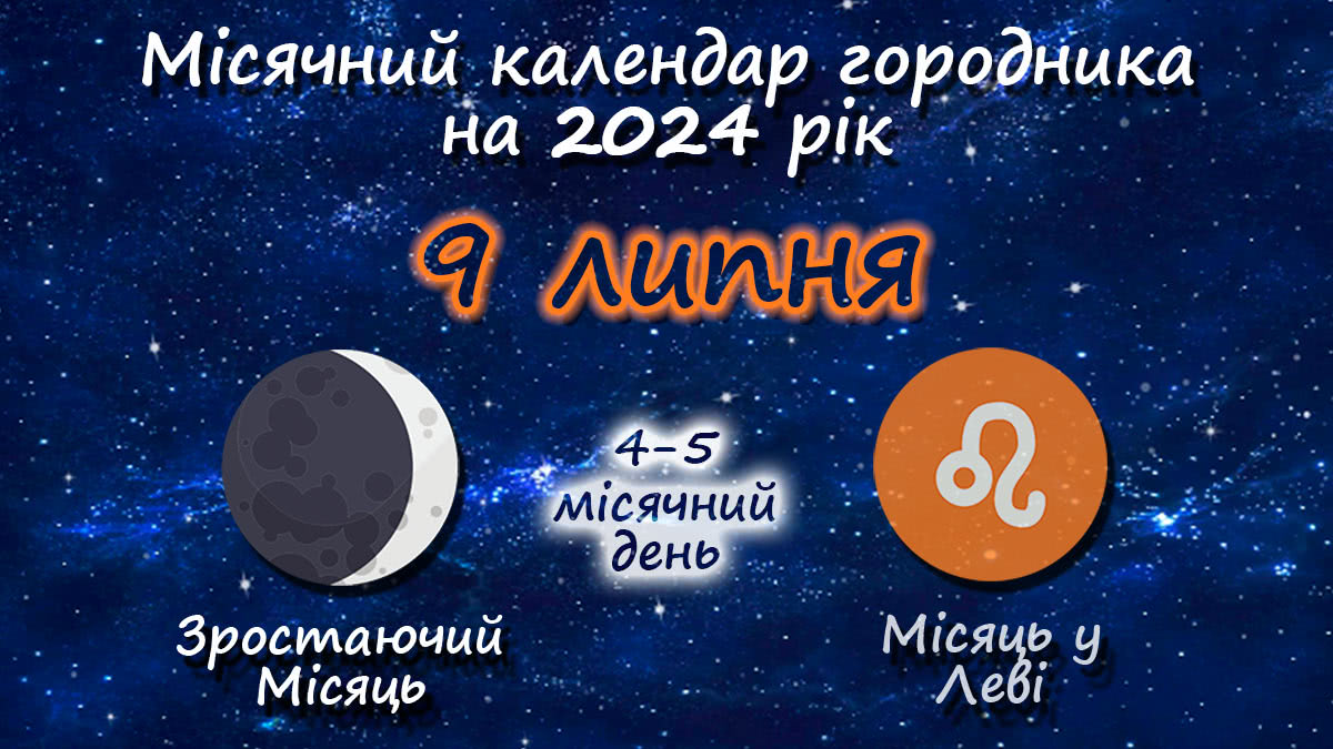 Місячний календар садівника-городника на 9 липня 2024 року