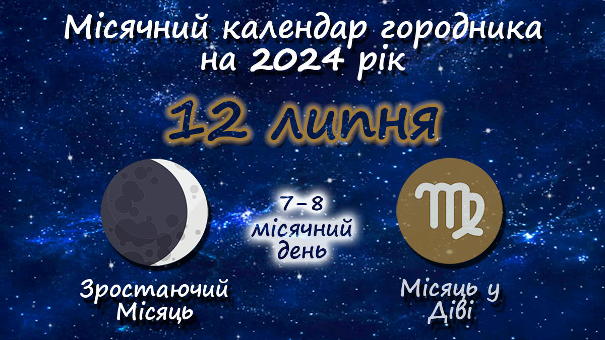 Місячний календар садівника-городника на 12 липня 2024 року