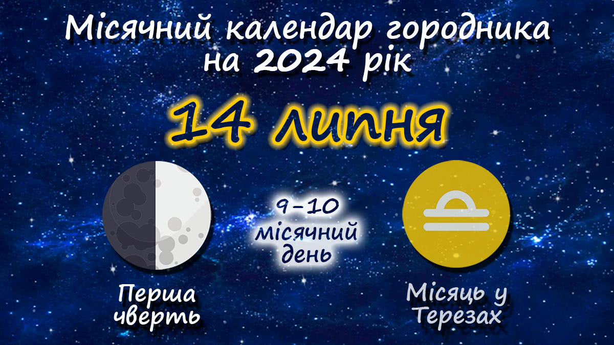 Місячний календар садівника-городника на 14 липня 2024 року