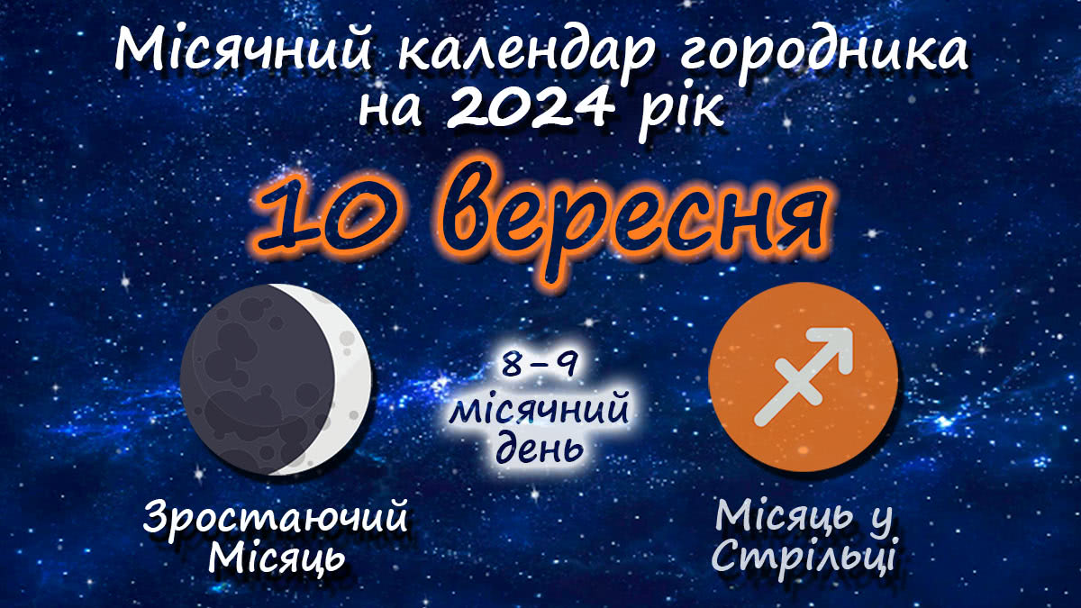 Місячний календар садівника-городника на 10 вересня 2024 року