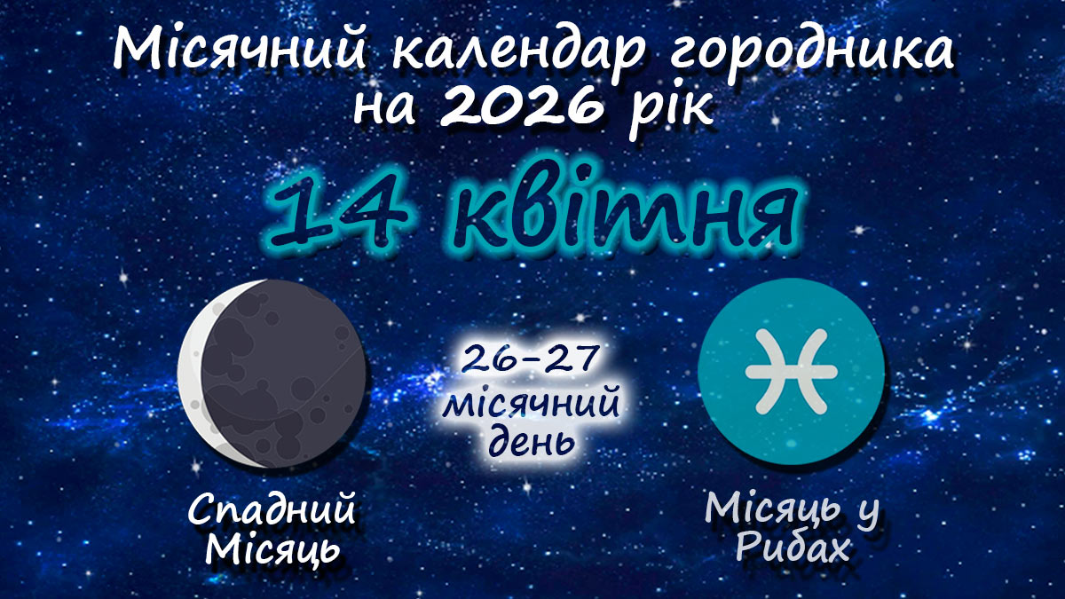 Місячний календар садівника-городника на 14 квітня 2026 року